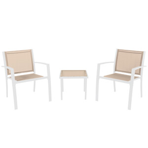 Salotto Havana Acciaio 3 Pz Bianco/Tortora